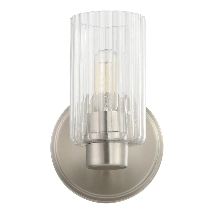 Bedminster 5-inch 1-light Brushed Nickel Vanity Light with Clear Ribbed Glass Shade