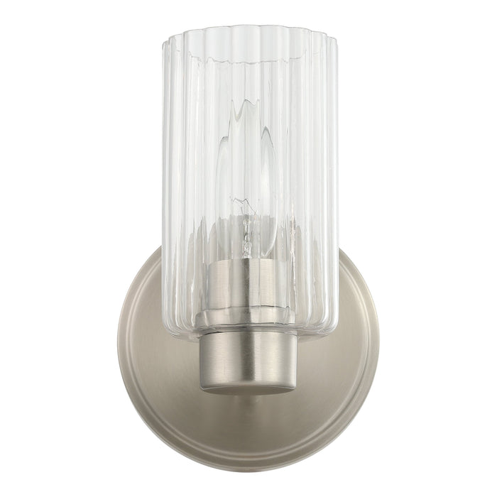Bedminster 5-inch 1-light Brushed Nickel Vanity Light with Clear Ribbed Glass Shade