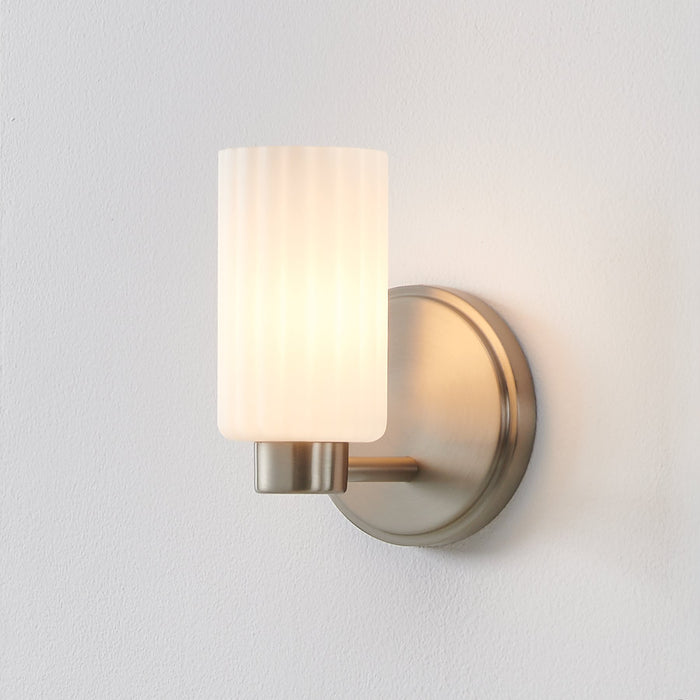 Bedminster 5-inch 1-light Brushed Nickel Vanity Light with Etched Opal Ribbed Glass Shade