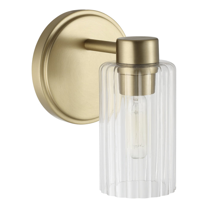 Bedminster 5-inch 1-light Champagne Gold Vanity Light with Clear Ribbed Glass Shade