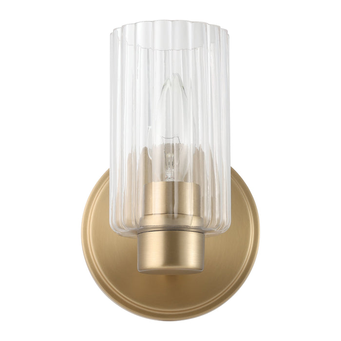 Bedminster 5-inch 1-light Champagne Gold Vanity Light with Clear Ribbed Glass Shade