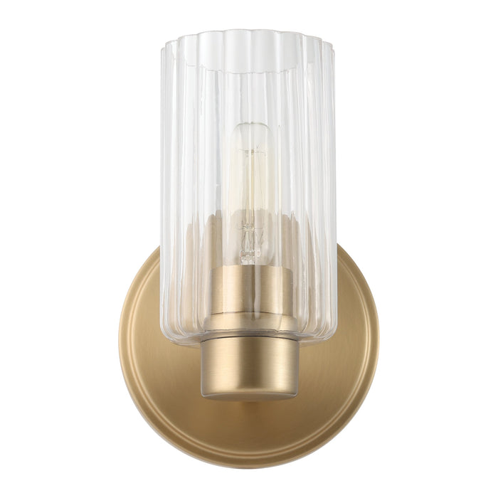 Bedminster 5-inch 1-light Champagne Gold Vanity Light with Clear Ribbed Glass Shade