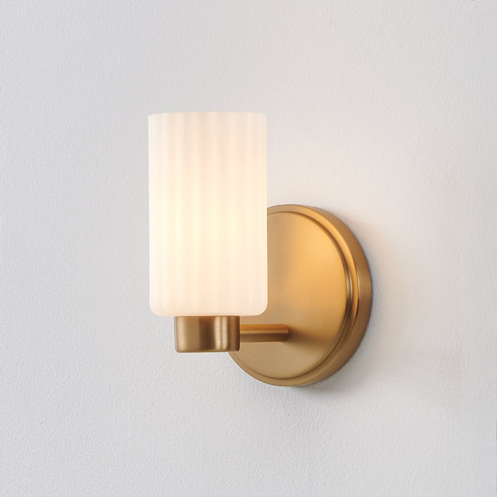 Bedminster 5-inch 1-light Champagne Gold Vanity Light with Etched Opal Ribbed Glass Shade