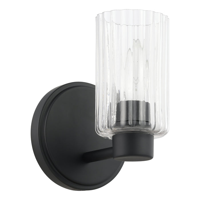 Bedminster 5-inch 1-light Matte Black Vanity Light with Clear Ribbed Glass Shade