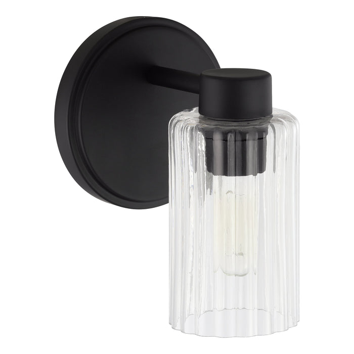 Bedminster 5-inch 1-light Matte Black Vanity Light with Clear Ribbed Glass Shade