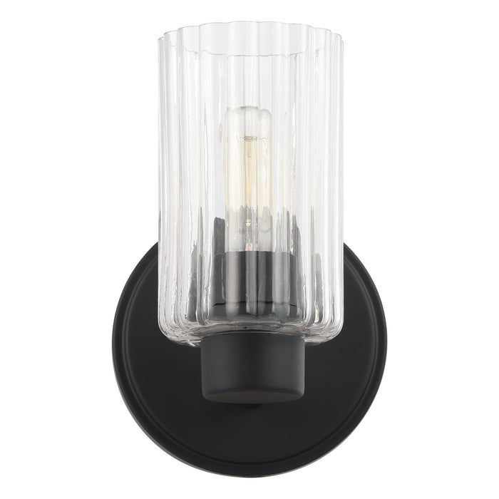 Bedminster 5-inch 1-light Matte Black Vanity Light with Clear Ribbed Glass Shade