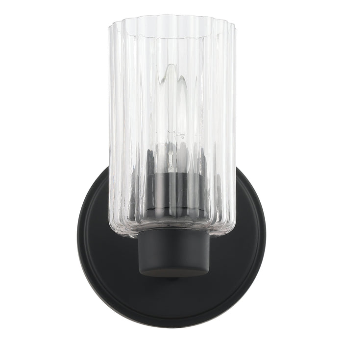 Bedminster 5-inch 1-light Matte Black Vanity Light with Clear Ribbed Glass Shade