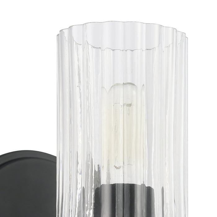 Bedminster 5-inch 1-light Matte Black Vanity Light with Clear Ribbed Glass Shade