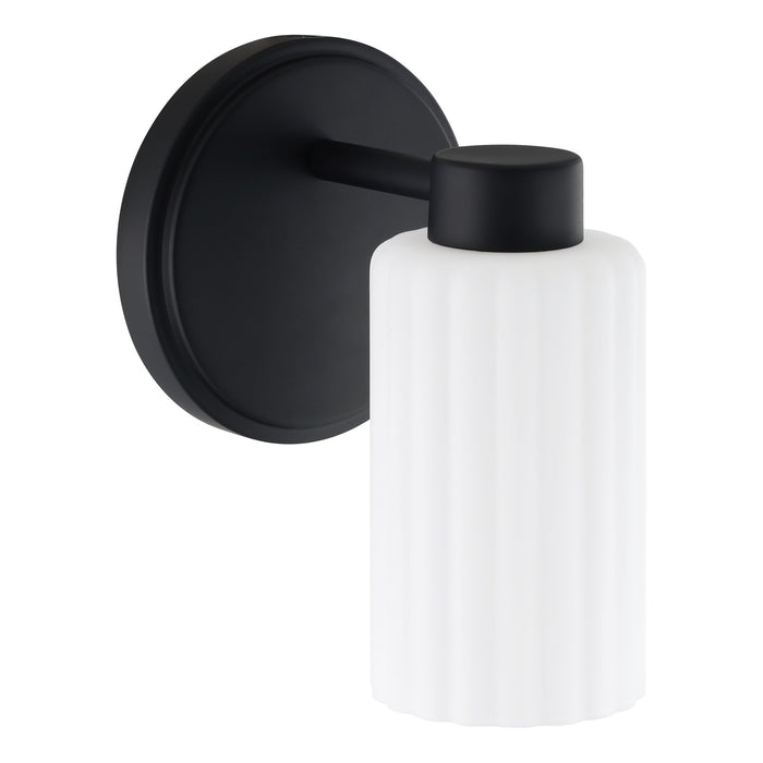 Bedminster 5-inch 1-light Matte Black Vanity Light with Etched Opal Ribbed Glass Shade
