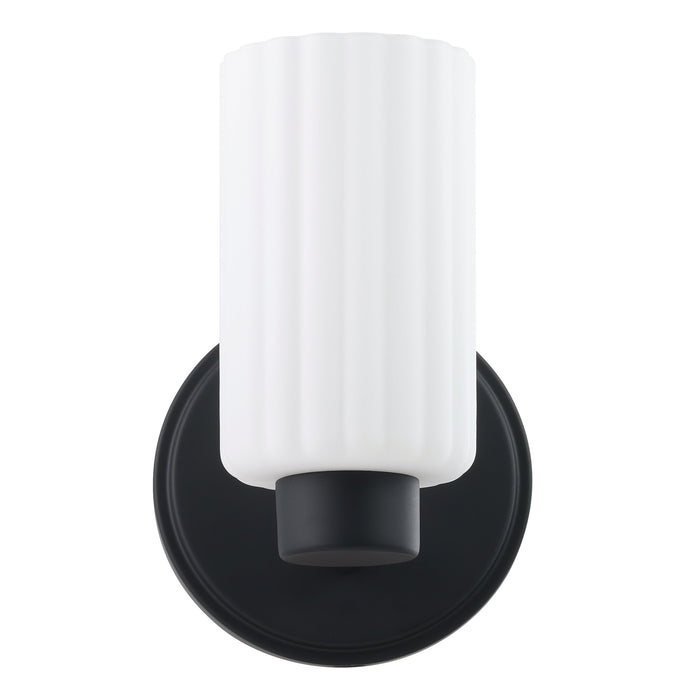 Bedminster 5-inch 1-light Matte Black Vanity Light with Etched Opal Ribbed Glass Shade
