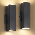 BesLowe 2-Pack Outdoor Wall Lights, LED Up and Down Sconces, Black, Metal, 11.75in Model B04048L