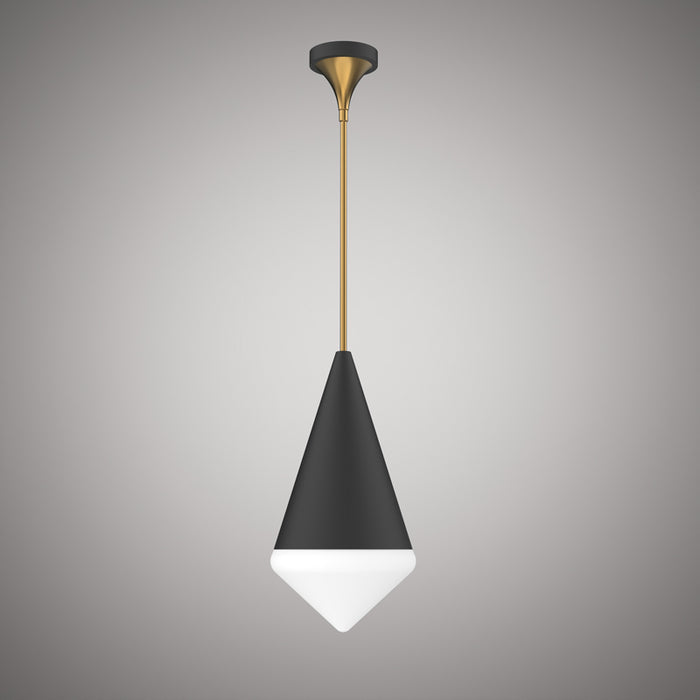 1 Lights Beverly Pendant Matte Black/ Aged Brass  Dimmable 60W