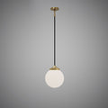1 Lights Bianca Matte Black/Aged Brass White Opal Glass Pendant