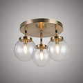 3 Lights Bianca 15-in Clear Glass Flush mount Aged Brass Dimmable