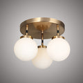 3 Lights Bianca 15-in White Opal Glass Flush mount Aged Brass Dimmable