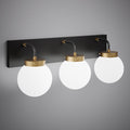 Matte Black/Aged Brass Bianca 3-Light Vanity Light  Opal Glass Dimmable