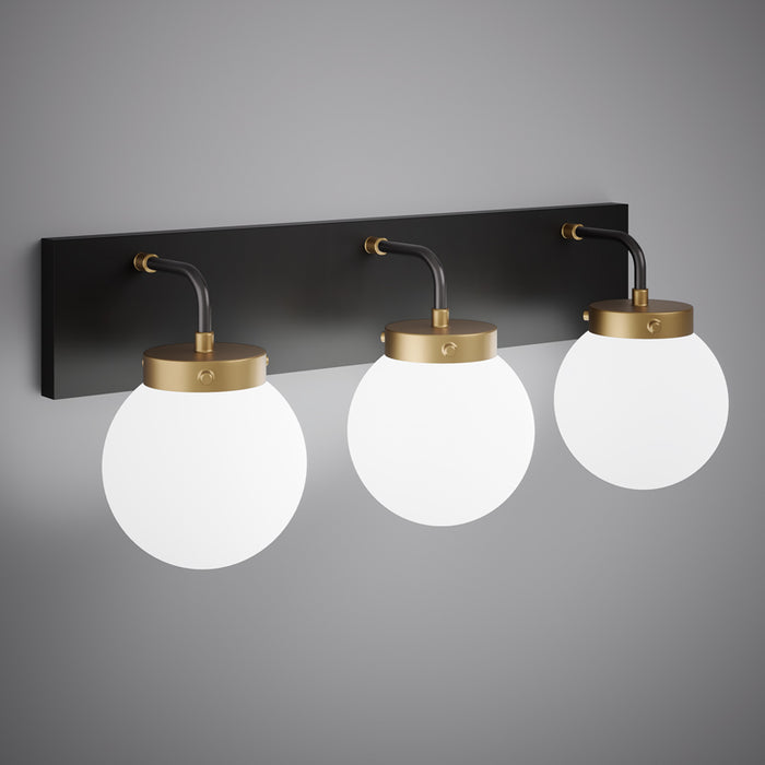 Matte Black/Aged Brass Bianca 3-Light Vanity Light  Opal Glass Dimmable