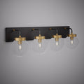Matte Black/Aged Brass Bianca 4-Light Vanity Light  Clear Glass Dimmable