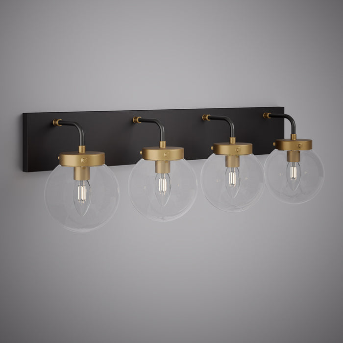 Matte Black/Aged Brass Bianca 4-Light Vanity Light  Clear Glass Dimmable
