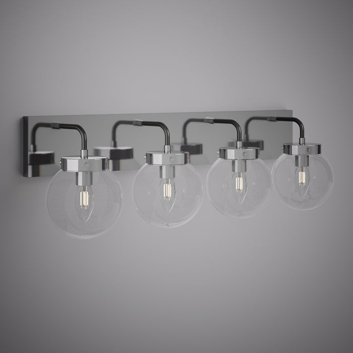 Polished Chrome/Black Bianca 4-Light Vanity Light  Clear Glass Dimmable