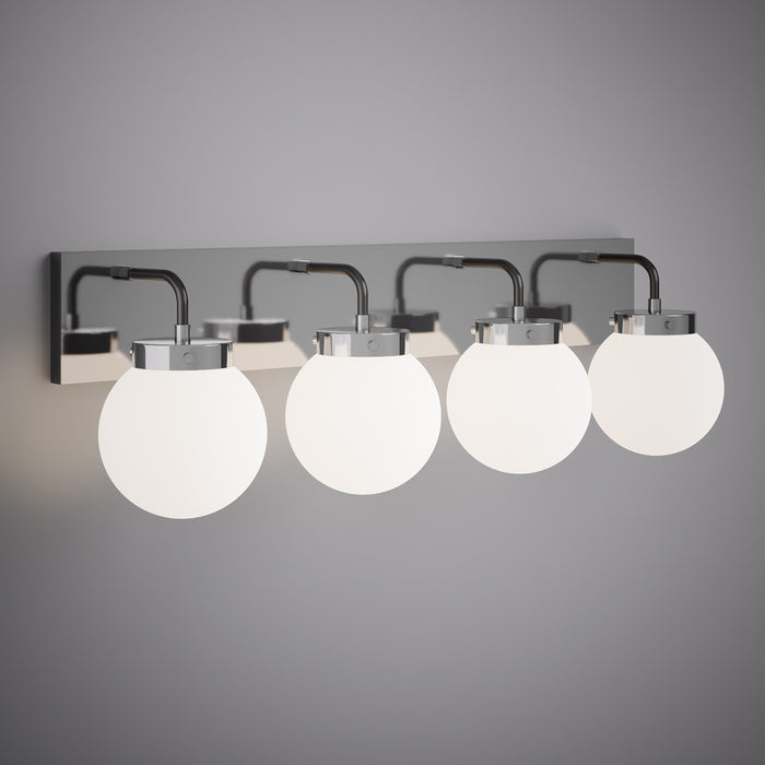 Polished Chrome/Black Bianca 4-Light Vanity Light  Opal Glass Dimmable