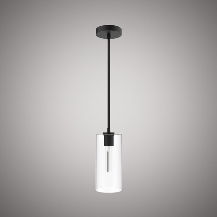 1 Lights  Blake Pendant  Clear Glass Matte Black