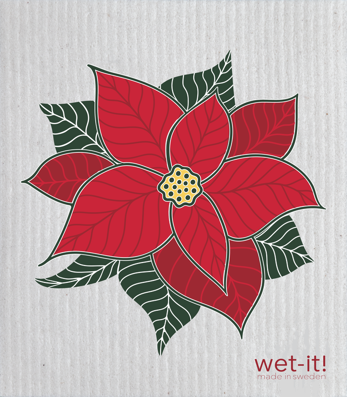 Blooming Poinsettia Swedish Dish Cloth