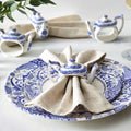 Blue Italian Spode  set of four teapot napkins ring