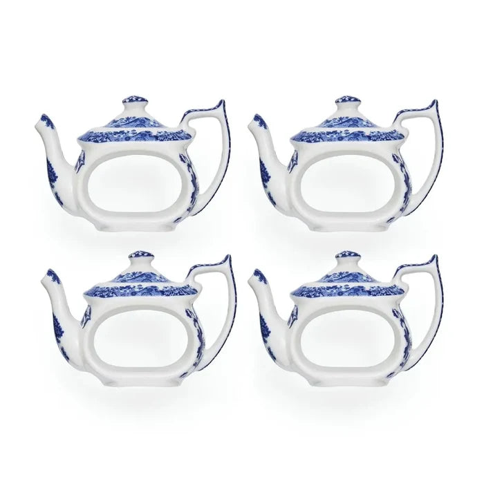 Blue Italian Spode  set of four teapot napkins ring