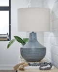 Blue metal table lamp