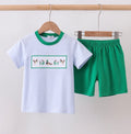 Blue stripe duck embroidery shorts set