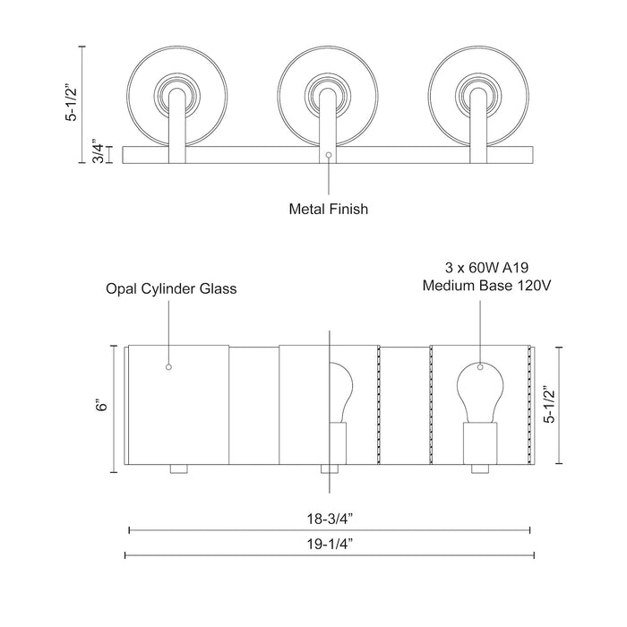 Bridgewater 19-in Steel Vanity Light