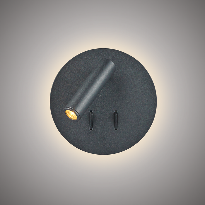 Bronx Bedside Wall Light Matte Black  Dimmable 8W