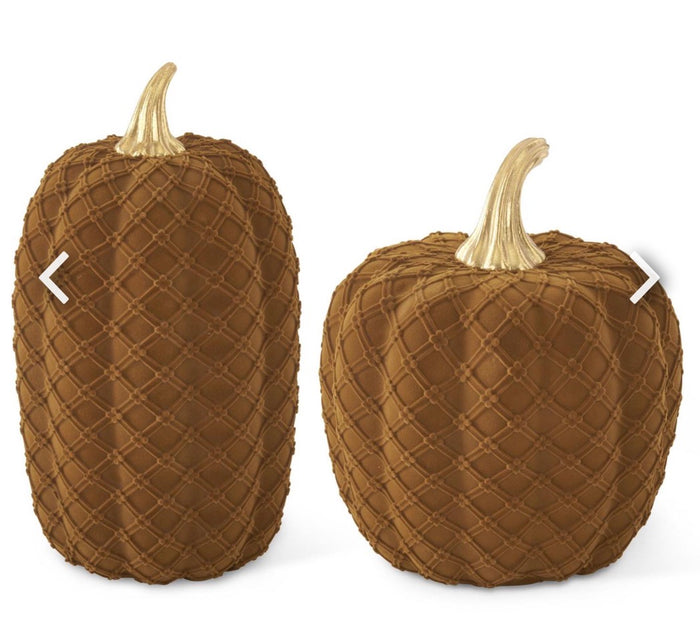 Brown Velvet Flocked Pumpkins