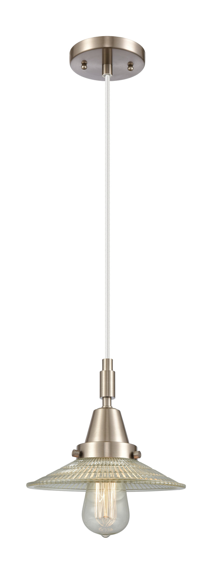Brushed Satin Nickel / Clear Halophane