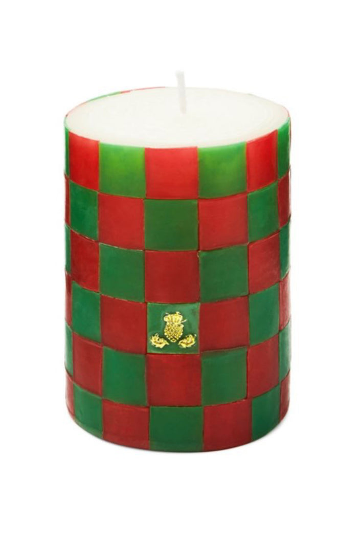 check red & green 4" pillar candle
