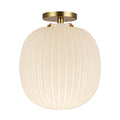 Brushed Gold/Glossy Ribbed Opal Glass