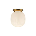 Brushed Gold/Glossy Ribbed Opal Glass