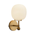Brushed Gold/Glossy Ribbed Opal Glass