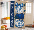 Chinoiserie Welcome Pumpkin Burlap House Flag