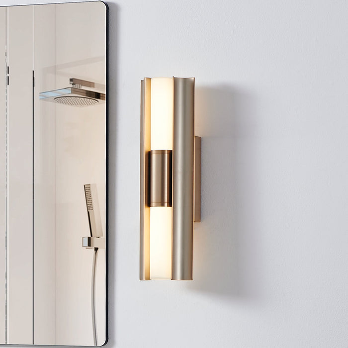 Colton 18-inch 2-light Champagne Gold 5CCT LED Vanity Light with Etched Opal Glass Shades
