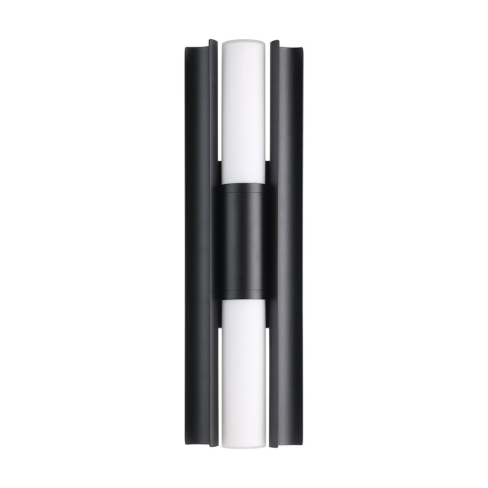Colton 18-inch 2-light Textured Black 5CCT LED Vanity Light with Etched Opal Glass Shades