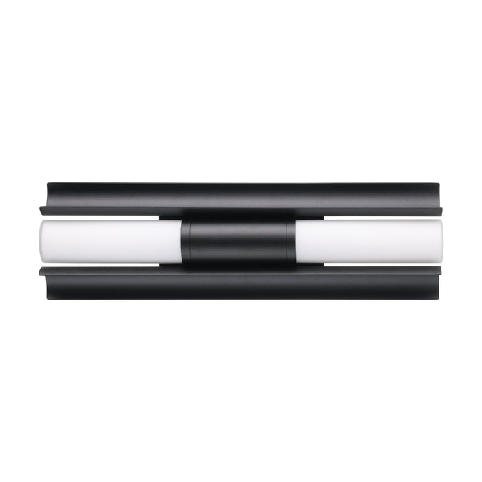 Colton 18-inch 2-light Textured Black 5CCT LED Vanity Light with Etched Opal Glass Shades