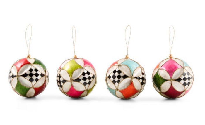 Confetti Capiz Circus Ball Ornaments, Set Of 4