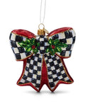 Courtly Check Holly Bow Glass Ornament