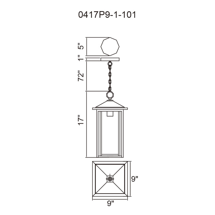 Crawford Outdoor Hanging Lights Black 1 Light