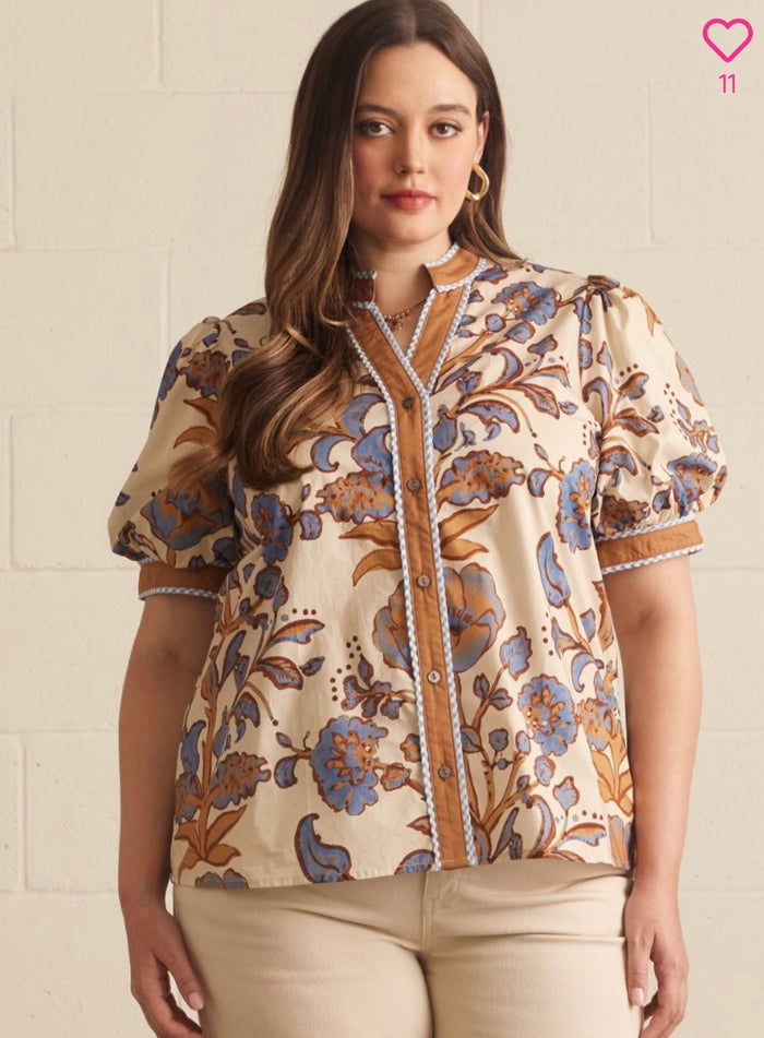 Crème floral print top