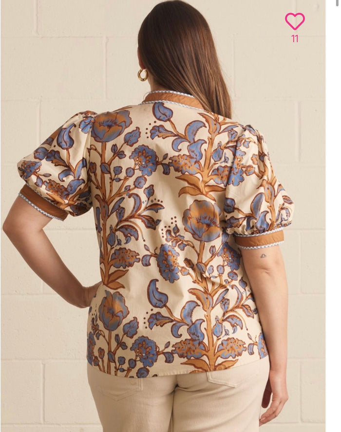 Crème floral print top