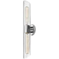 Dainolite 2 Light Vanity Fixture Polished Chrome Clear Fluted Glass Model SAM-252W-PC
