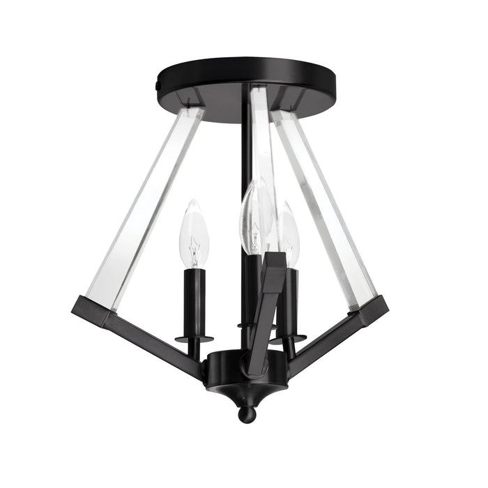 Dainolite 3 Light Semi-Flush Mount, Incandescent, Matte Black, Model ALT-153SF-MB, Clear Acrylic